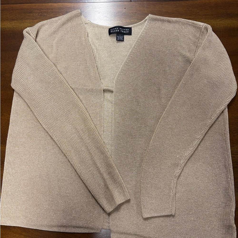Linda Allard Ellen Tracy Tan Knit Cardigan